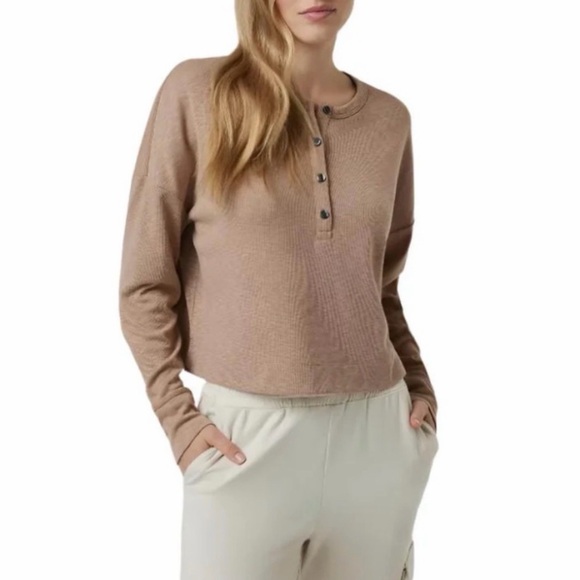 Vuori Tops - Vuori Women's Brown Long Sleeve Henley Top